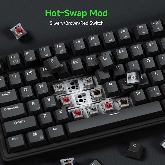 RK ROYAL KLUDGE R75 Wired Mechanical Gaming Keyboard 75% Hot-Swap Mechanical Keyboard Volume Knob Soft Pre-lubed Tactile Brown Switch