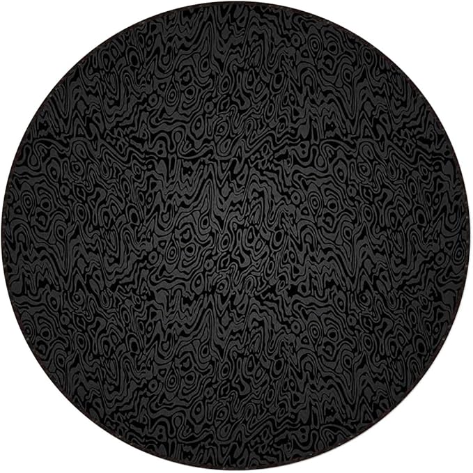 Medieval Ornament Round Area Rug Swivel Chair Mats for Hardwood Floor Washable Waterproof Spill Mat Anti-Slip Floor Protector Baroque Curved Flower LinesBlack Grey Diameter 35.5 in