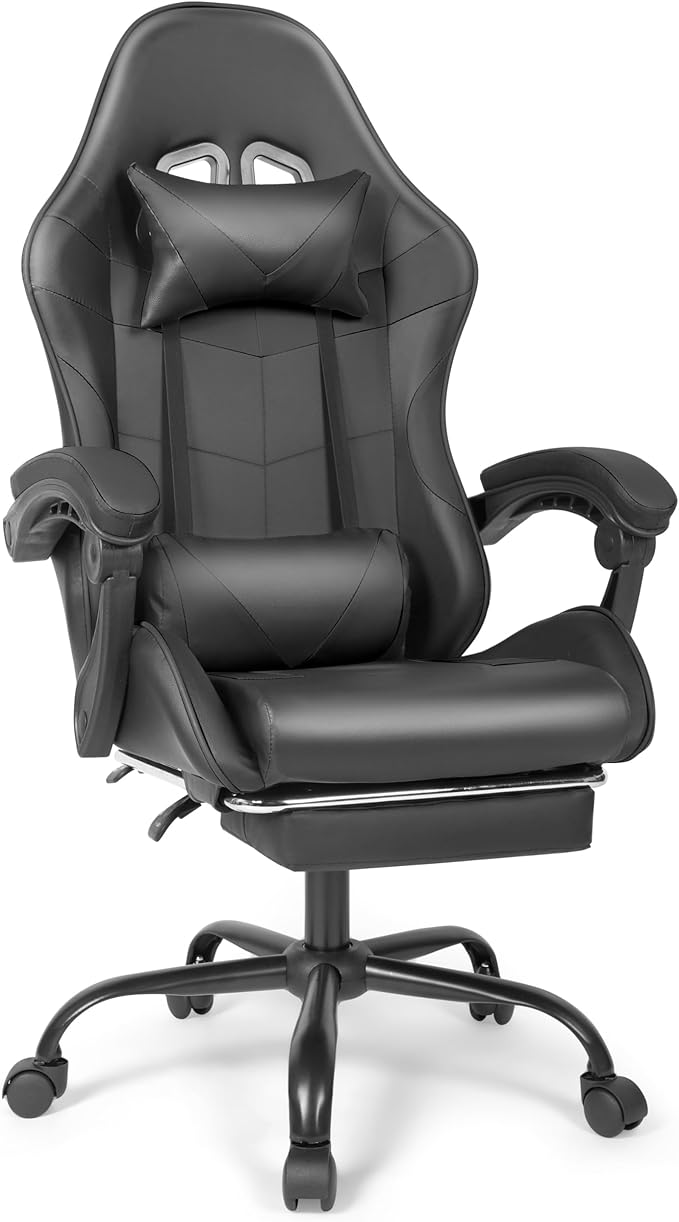 Gaming Chair Ergonomic Computer Chair with Footrest and Lumbar Support Height Adjustable Office Chair with 360° Swivel Seat and Headrest