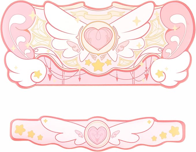 GeekShare Kawaii Mouse Pad Wrist Rest Support Set - Non-Slip Rubber Base Desk Mat and Memory Foam Wrist Rest for Keyboard and MousePerfect for Gamingor Home Office Work - Star Wings Series