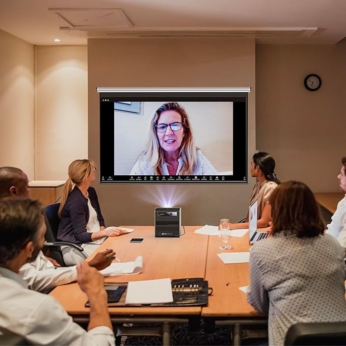 CZUR StarryHub Video Conferencing System 2200 ANSI Lumens Short Throw Projector + HD 1080P Conference Room Camera with Auto Framing + 6 AI-Driven Microphones + Conference Speakers