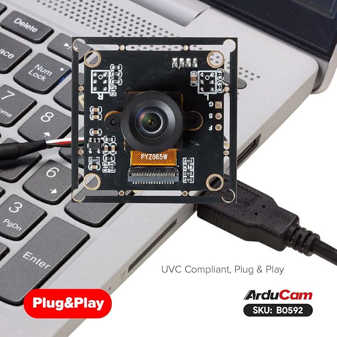 Arducam 120fps Mono Global Shutter USB Camera Module 800P High Speed UVC Webcam with 130°D Wide Angle M12 Lens for PC Laptop Android Devices &amp Raspberry Pi