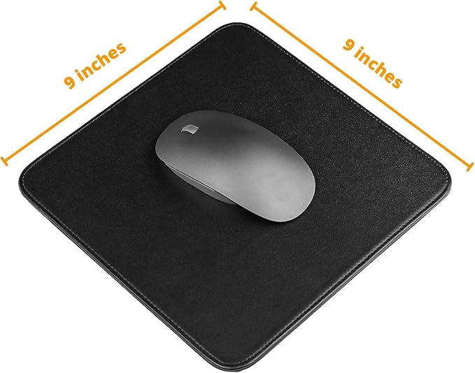 Castle Moat Mouse Pad Durable Genuine Leather Easy to Clean Computer Mouse Pad with Non-Slip Rubber Base for Home and Office (No Logo)