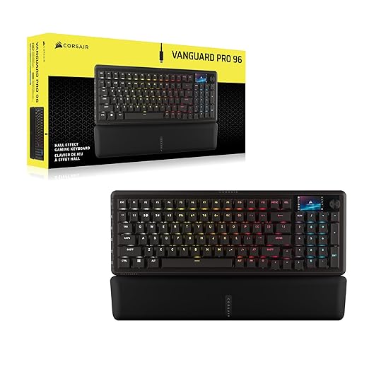 Corsair Vanguard PRO 96 Wired Hall Effect Magnetic Mechanical Gaming Keyboard – 96% Layout MGX Hyperdrive Switches 8000Hz Polling Rapid Trigger Virtual Stream Deck SOCD Flashtap QWERTY US