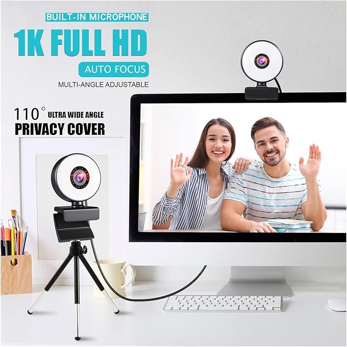 Web Camera Webcam 4K Mini Web Camera for PC Computer Laptop with Microphone Auto Focus Light Video Webcam 1080P 2K Live Web Cam Accessories for Gaming Video Calling Recording