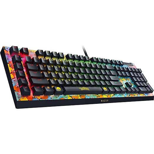 Razer BlackWidow V4 X Mechanical Gaming Keyboard: Green Switches Tactile &amp Clicky - 6 Macro Keys - Chroma RGB - Doubleshot ABS Keycaps - Sound Dampening &amp Stabilizers - Pokémon Edition