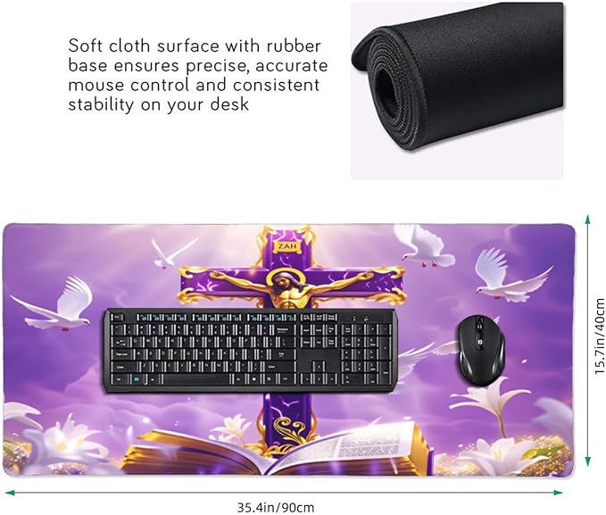 XXL Gaming Mouse Pad Extended (35.5X16) This is A Backdrop Rich with Religious Atmosphere Large Non-Slip Desk Mat Water-Resistant Keyboard Mousepad for Office &amp Home
