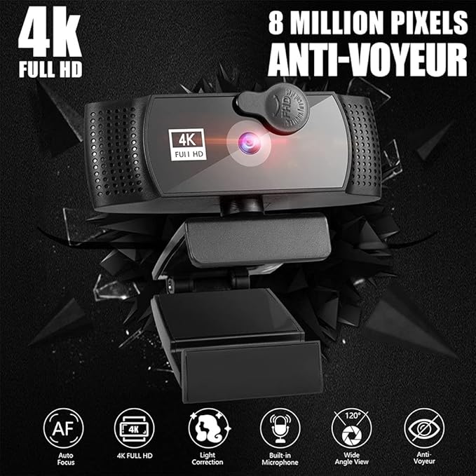 Webcam 4K Full Web Camera PC Computer Laptop Cam Microphone Autofocus Camara Webcamera Webcams