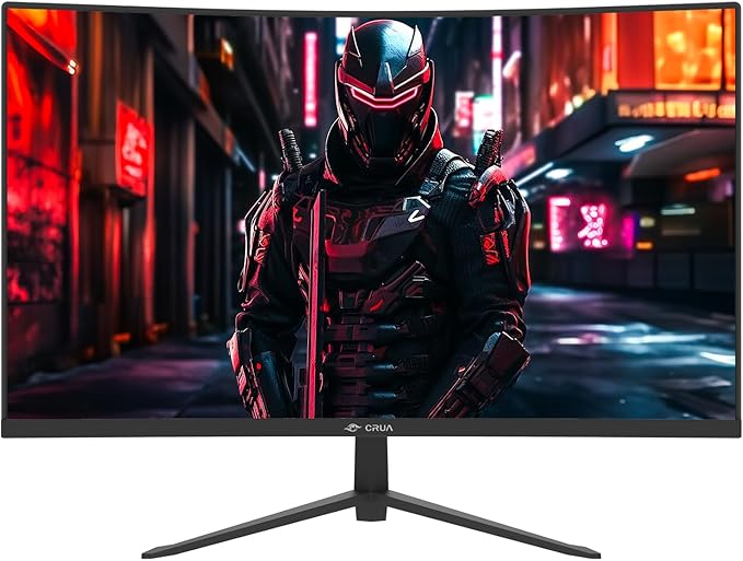 CRUA 24 Inch 200hz/180hz Curved Gaming Monitor FHD 1080P Frameless Computer Monitors Support AMD freesync Low Motion Blur Eye Care DisplayPort HDMI Compatible Wall Mountable Installs-Black