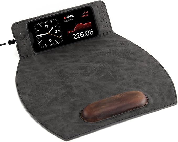 Magnetic Wireless Charging Mouse Pad with Ergonomic Design Mousepad with Wrist Support Foldable Mousepad with Wrist Rest for Computer Laptop Office &amp Home 14 x 12.1 in Grey