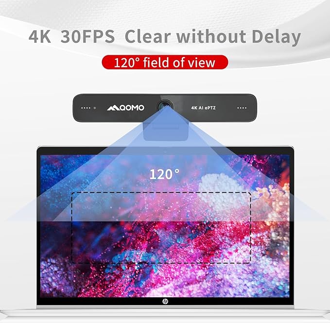4K Webcam ePTZ Conference Camera with Microphone Ai Face Tracking120°FOV Computer CameraUSB Plug and Play Webcam for Mac/PC/Laptop Zoom/Skype/Facetime/Google Meet/Video Conferencing