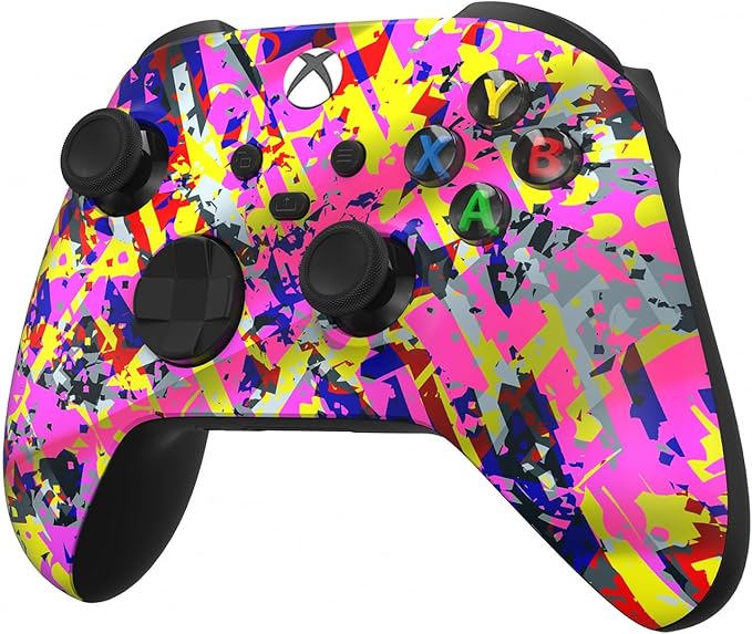 Custom Controllerzz Wireless Controller for Microsoft Xbox Series X/S &amp Xbox One - Custom Soft Touch Feel - Custom Series X/S Controller (X/S Neon Drip)