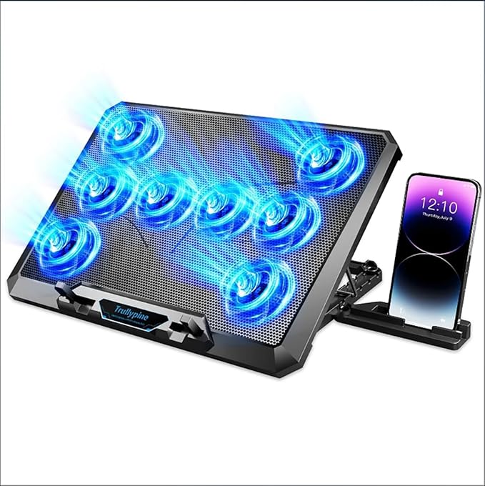 Laptop Cooling pad for Dell Inspiron 14R (5437) Gaming laptops Laptop Cooler with 8 Fans Adjustable Speed 5-Level Height Adjustment Mute SilentBuilt-in Phone Stand