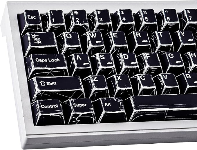 Heykit PBT Keycaps - Japanese Manga Theme Keycaps for 60% 65% 75% 100% Keyboard 131 Keys Dye-Sub Custom Cherry Profile Keycap Minimalist Style Key Caps for Cherry MX Mechanical Keyboard Black