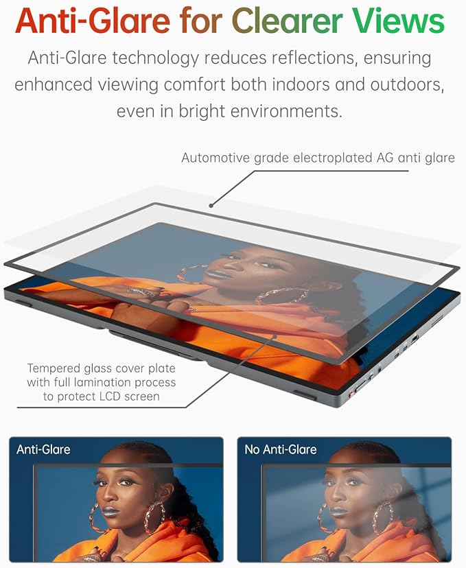 Intehill 16 Portable Touchscreen Monitor 3K 16:10 Touch Screen Display with Tempered Glass 100% sRGB Travel Monitor with Adjustable Stand Speakers HDMI Second External Screen for Laptop U16ZT