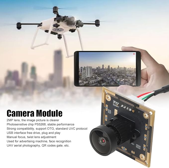 Webcams Camera Module Wide Angle Manual Focus Webcam Board with USB Cable HBVCAM‑F20281HD
