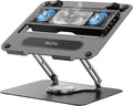 Laptop Cooling Pad with Detachable Fan &amp Thermoelectric Cooler Adjustable Height &amp Angle 360 Rotation Base Carbon Steel Framework Ultra-Quiet &amp Super Sturdy for up to 15.6” Laptop