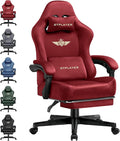 GTPLAYER Gaming Chair Fabric with Pocket Spring Cushion Big and Tall Gamings Chairs 350LBS High Back Computer Chair with Footrest for Adults Lumbar Support Swivel Game Chair for Office Gaming Red