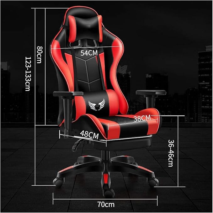 Chair Ergonomic Gaming Chair with Headrest and Breathable Skin-Friendly Mesh with Footrest Ergonomic Design PC Gaming Chair Desk Chair Executive (Color : Light Green Size : Red)