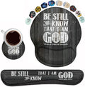 Keyboard Wrist Rest and Mouse Pad Wrist Support Set with Coasters Ergonomic Gaming Mousepad Non-Slip PU Base for Home Office Working Studying Easy Typing &amp Pain Relief - Bible Verse Psalm 46:10