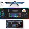 Magnetic Charging Mouse Pad 31.5x11.81 Inch XL Gaming Mousepad 11+5 RGB Lighting Modes Home Office Large Desk Pad with Ultra-Smooth Surface Non-Slip Waterproof Keyboard Pad Classic Black Desk Mat