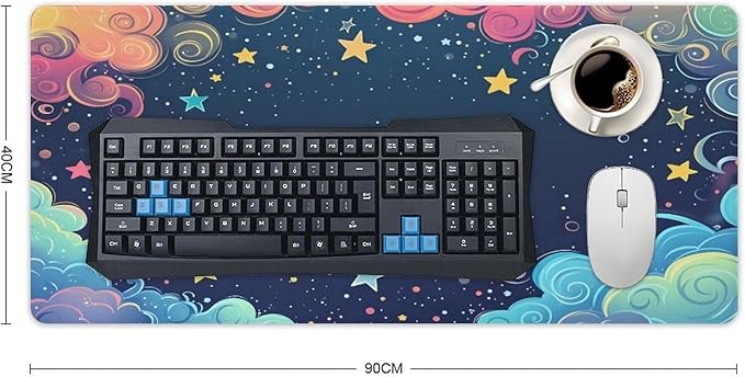Colorful Galaxy Space Mouse Pad Large Desk Mat Extended Keyboard Mouse Pad with Non-Slip Base and Stitched Edge Mouse Mat Desk Pad 36x16 Mouse Pads for Desk Home Office Gaming