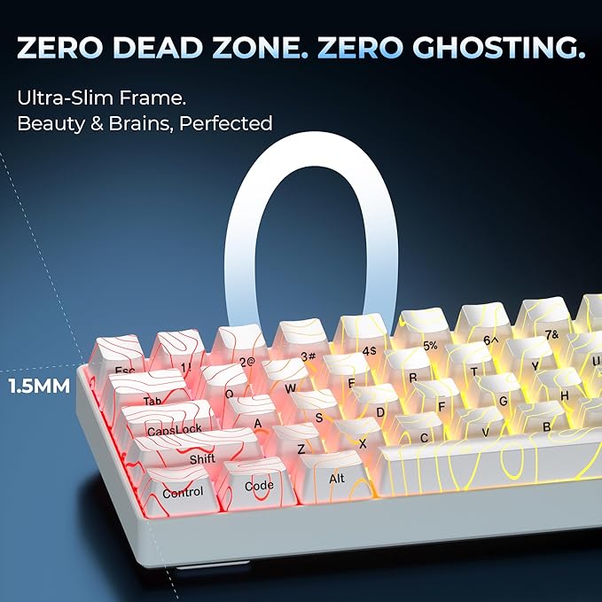 OHY XVX HE68 60 Percent Gaming KeyboardHall Effect Magnetic Switches CNC Aluminum Frame Rapid Trigger Keyboard w Topographic IMD Keycaps 8KHz Polling Rate Adjustable ActuationHot-Swap-White
