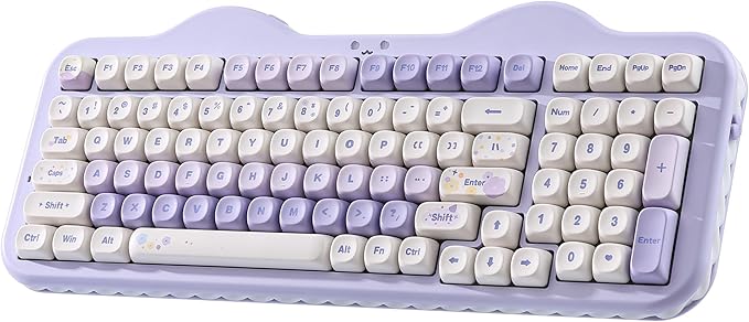 YUNZII C98 Wireless Mechanical Keyboard with Number Pad99 Key BT5.0/2.4G/USB-C Hot Swap Gasket Mount with PBT MOA KeycapsCustom RGBCute Cake Keyboard for Win/Mac (Purple Candy Linear Switch)