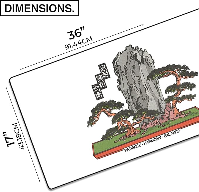 MPCO. Original Large Gaming Desk Mat – 36 x 17 Duraglyde OZGMX Bonsai Full Desk Mouse Pad for Smooth Precision – Non-Slip Washable Extra-Large PC Mouse Pad for Gaming Sessions