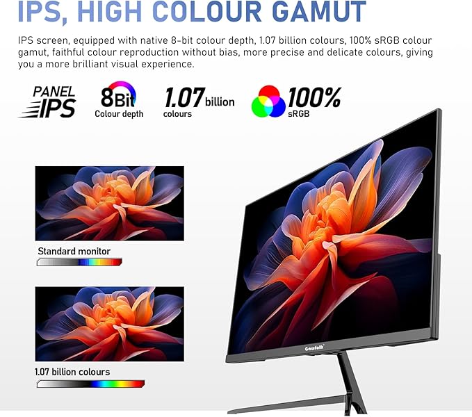 Gawfolk 27 inch IPS 2K QHD (2560×1440) Computer Monitor 75Hz Gaming PC Screen 1msAdaptive Sync100% sRGB 1.07 Billion ColoursBuilt-in SpeakerDisplay 1.4、Port HDMI2.0 Black