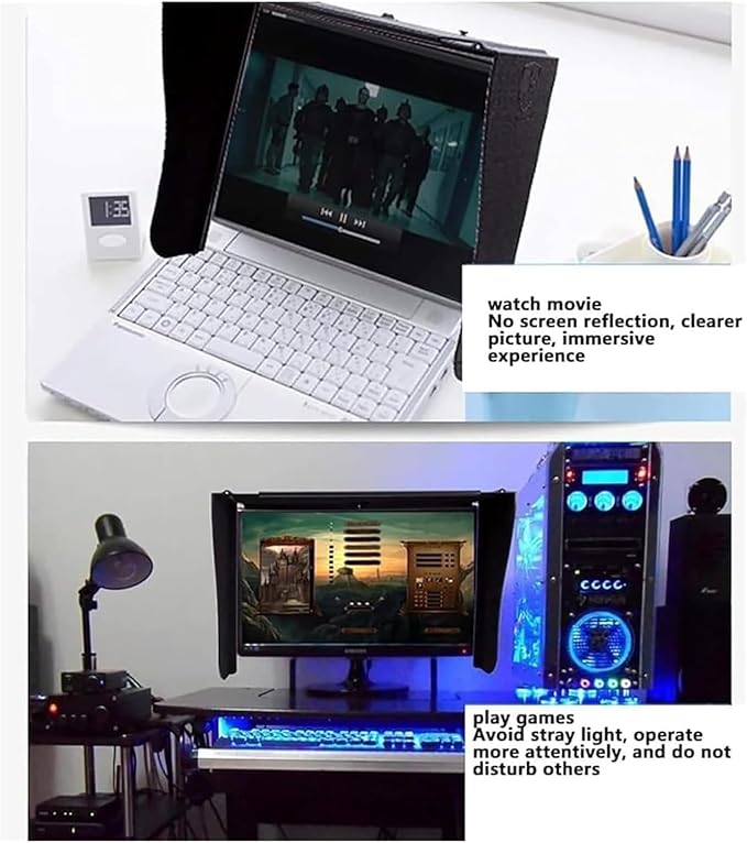 Desktop Computer Monitor Hood Portable Video Monitor Hood Sunshade Sunhood 16-27 in AdjustablePrivacy Protectionfor Office Playing Games ﻿ ﻿