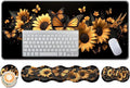 Keyboard Wrist Rest and Mouse Pad Set31.5x11.8 Inches Desk MatWaterproof Non-Slip Ergonomic Wrist Support for Pain ReliefExtended Desk Protector for Office Home GamingButterfly Sunflower
