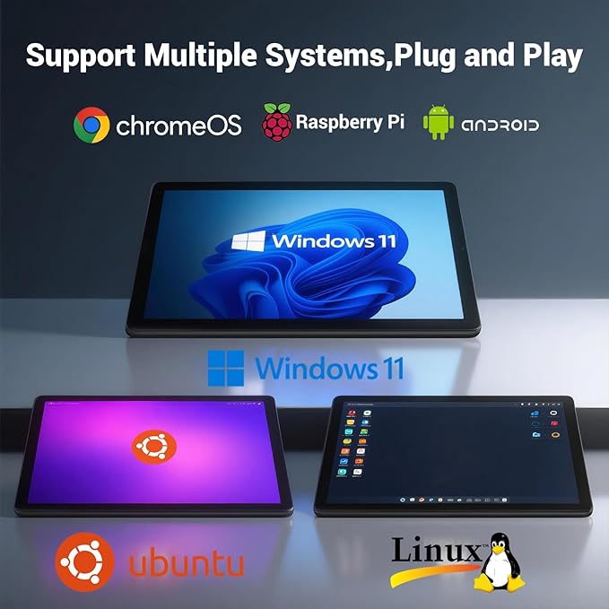 10.1 Inch IPS LCD Touch Screen Display Panel 1280×800 Capacitive USB Portable Second Screen HD Monitor for Windows 10 11 Pro iOS Mini Pc etc (10.1 Inch)