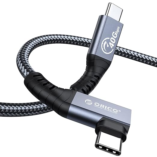 ORICO Cable Compatible with Thunderbolt 4 Right Angle 6.56Ft40Gbps USB C to USB C Cable 100W Charging/Diaply 8K@60Hz Compitable with MacBooks iPad Pro Thunderbolt 4/3 and USB-C Device