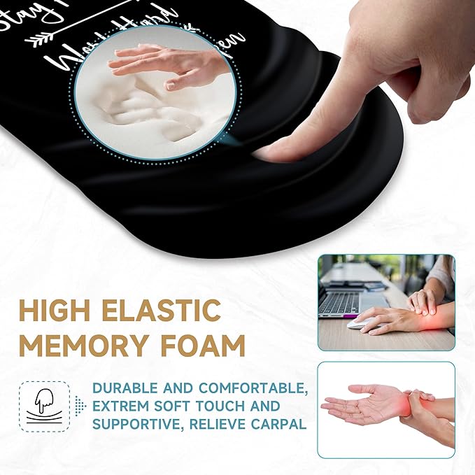 Ergonomic Mouse Pad with Wrist Rest SupportNon-Slip PU BaseMassage for Carpal Tunnel Pain ReliefMemory Foam Mousepad for HomeOfficeWork（Inspirational Quote）
