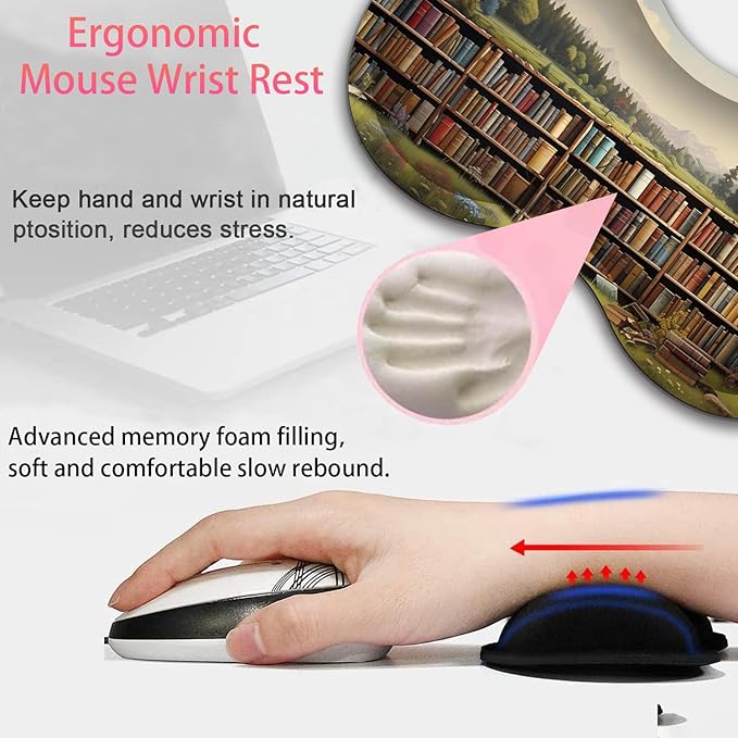 Large Gaming Mouse Pad + Mouse Wrist Rest Pad + Coaster Combination 31.5 x 11.8 Durable Non-Slip Extension Table Mat Suitable for Office and Home Books