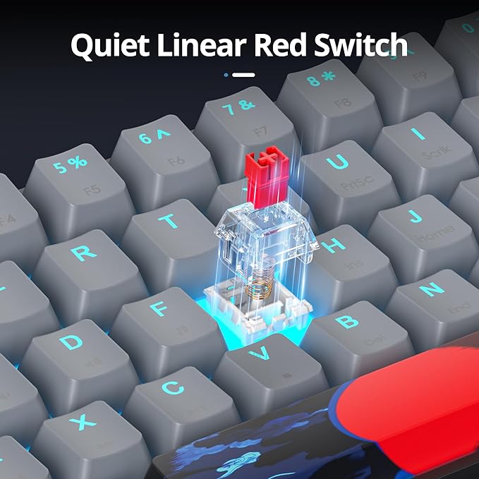 surmen 60% Wired Mechanical Gaming Keyboard 61 Keys Backlit Ultra-Compact Mini Office Keyboard with Red Switch for PC/Mac Gamer Typist (61 Dolch)