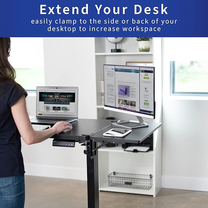 VIVO Clamp-on 24 x 12 inch (14 Including Clamps) Desk Extender Wrist Support Foldable Keyboard Tray Table Mount for Sit Stand Desks Black DESK-EXT24.