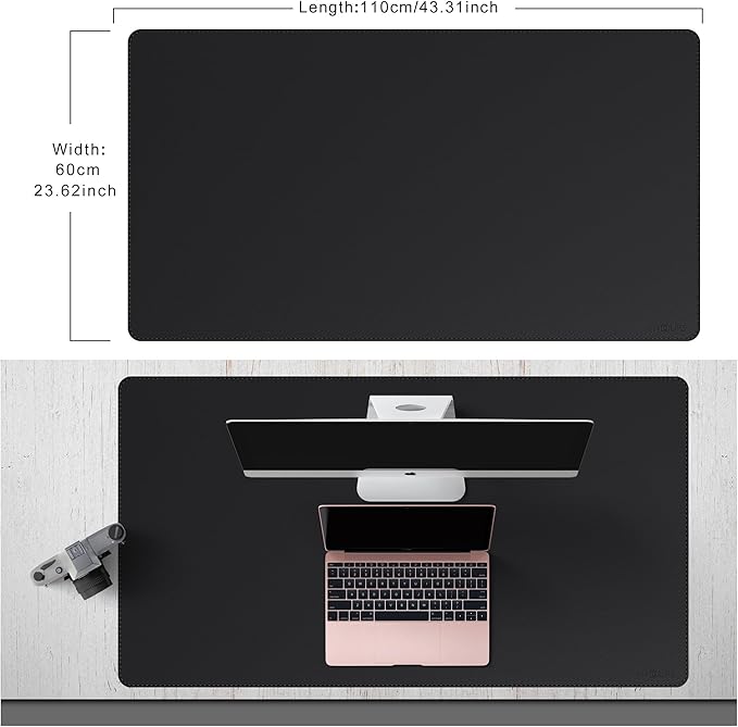 Mydours 43 x 24 Extra Large Desk Pad XXL Desk Protector Mat with PU Leather Large Desk Blotter Mat for Office Home &amp Writing Full Desk Pad for Keyboard and Mouse (Black)
