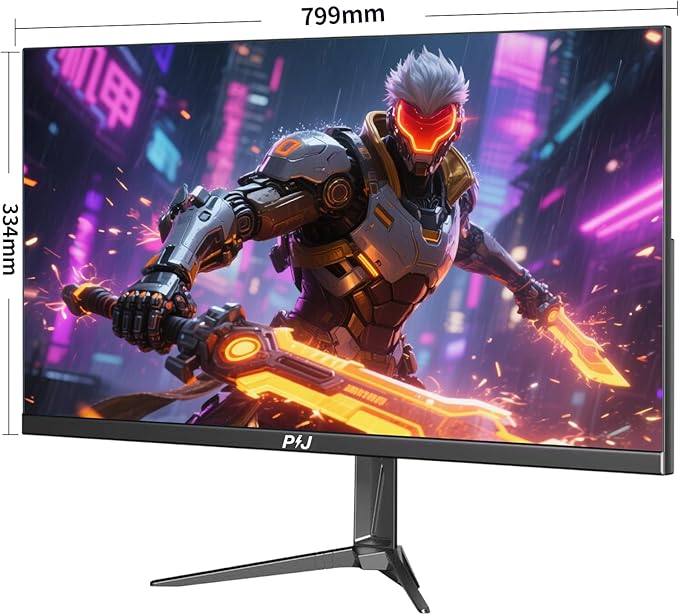 PIJ Gaming Monitor 34 inch IPS 165Hz Ultrawide PC Screen 3440×1440P Ultra-Thin Zero Frame Computer Display for Home Office Business DP HDMI Wall-Mounted Black