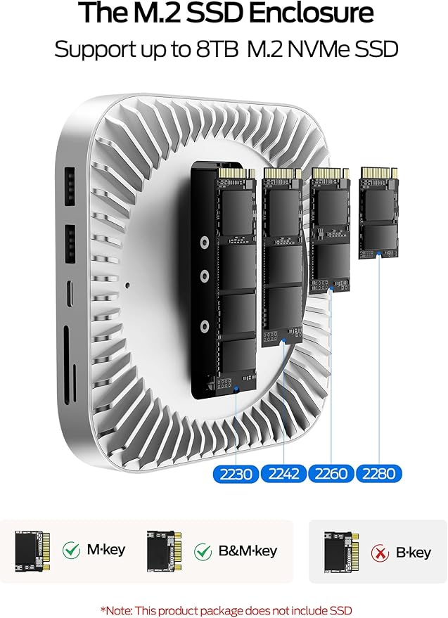 MOVE SPEED mini M4 Dock Enclosure 10 in 1 Aluminum Stand Hub 10Gbps USB-C/A 4K60Hz HDMI SD/TF Reader Space-Saving Vertical Design