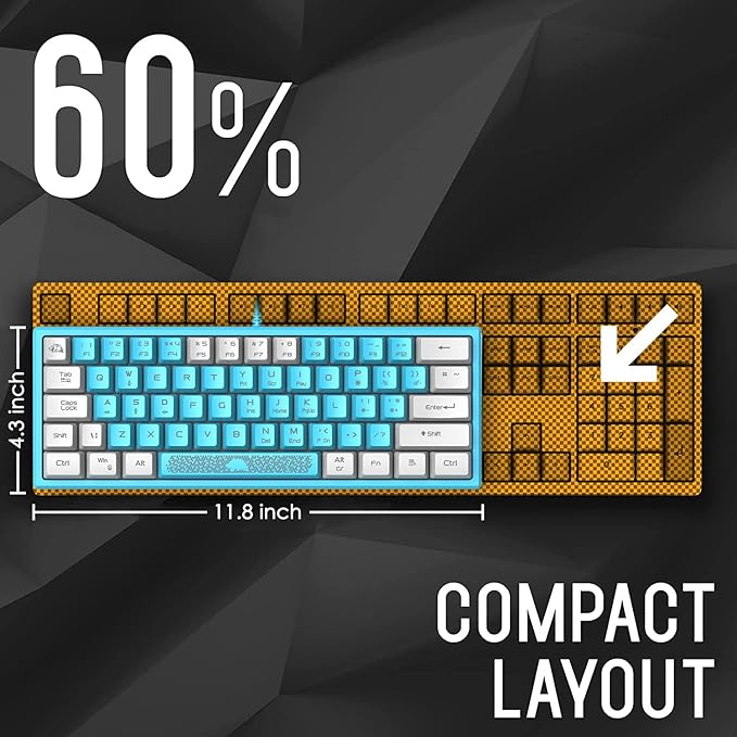 60% Gaming Keyboard and Mouse Combo Duble Color Keycaps Samll RGB Backlight Mechanical Feeling and Mechanical RGB 6400 DPI Honeycomb Optical MouseGaming Mouse pad for Gamers and Typists