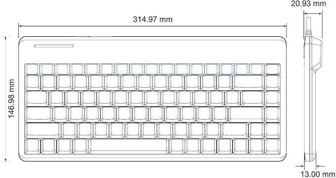 Perixx PERIBOARD-409P Wired PS2 Mini Keyboard Black US English Layout