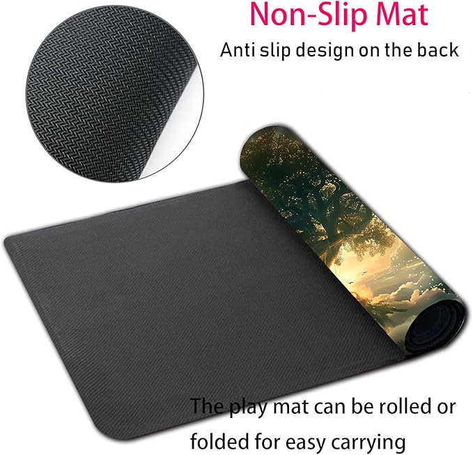 Large Gaming Mouse Pad + Mouse Wrist Rest Pad + Coaster Combination 31.5 x 11.8 Durable Non-Slip Extension Table Mat Suitable for Office and Home Cloud Tree
