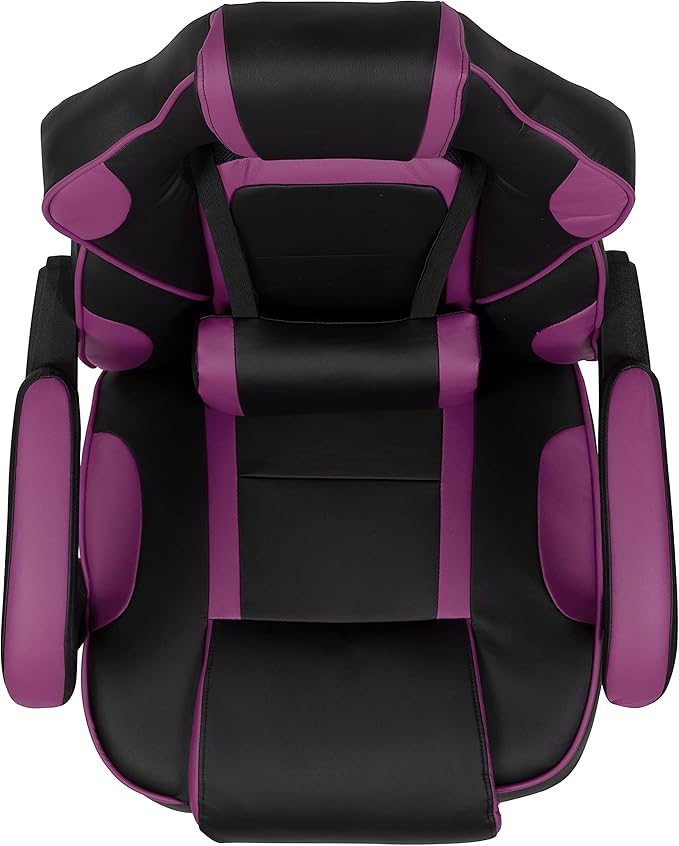 Flash Furniture X40 Gaming Chair Racing Ergonomic Computer Chair with Fully Reclining Back/Arms Slide-Out Footrest Massaging Lumbar - Black/Purple