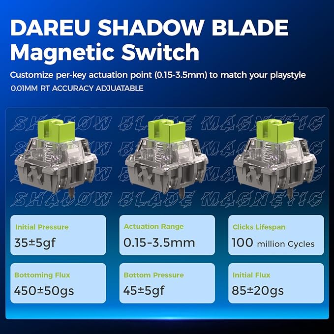 DAREU COOL68 60% Wired Gaming Keyboard Rapid Trigger Magnetic Switch Keyboard with 8000Hz Polling Rate Adjustable Actuation 0.1ms Latency SOCD Gasket Mount Hot swappable RGB Light