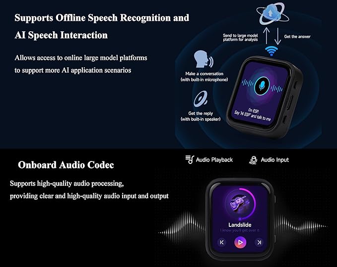 ESP32-S3 1.8inch AMOLED Touch Display Development Board 32-bit LX7 Dual-Core Processor 368×448 Pixels Onboard Audio Codec Support Offline Speech Recognition and AI Speech Interaction