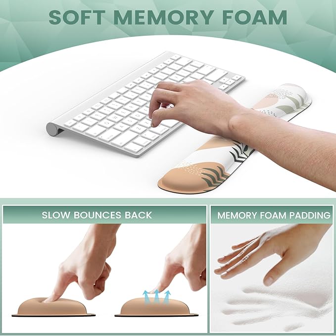 iLeadon Mouse Pad with Wrist Rest Set Ergonomic Mouse Pad with Non-Slip Base for Computer Home Easy Typing &amp Pain Relief Mouse Pad Wrist Support Eucalyptus