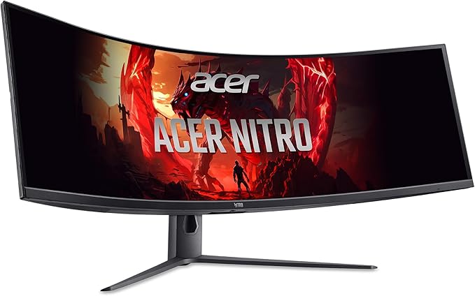Acer Nitro 49” Gaming Monitor | UltraWide DQHD 5120 x 1440 | 1000R 32:9 Curved | AMD FreeSync | 240Hz Refresh Rate | 3ms (G to G) | 1 x Display Port 1.4 &amp 2 x HDMI 2.0 Ports | EI491CUR W3biiphx
