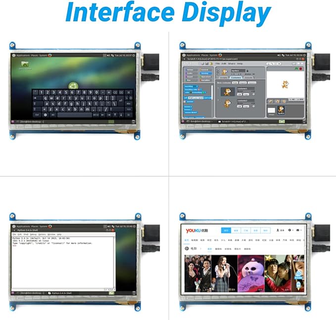 Yoidesu Capacitive Touch Screen 7 Inch for 3/2/1 1024 × 600 Full HD Portable Gaming Monitor with Backlit HDMI Touch Panel Compatible with 7 8 10